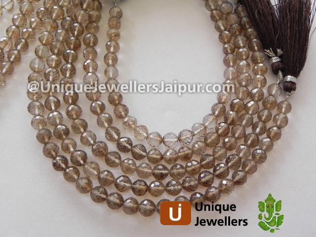 Chocolate Quartz Faceted Round Beads